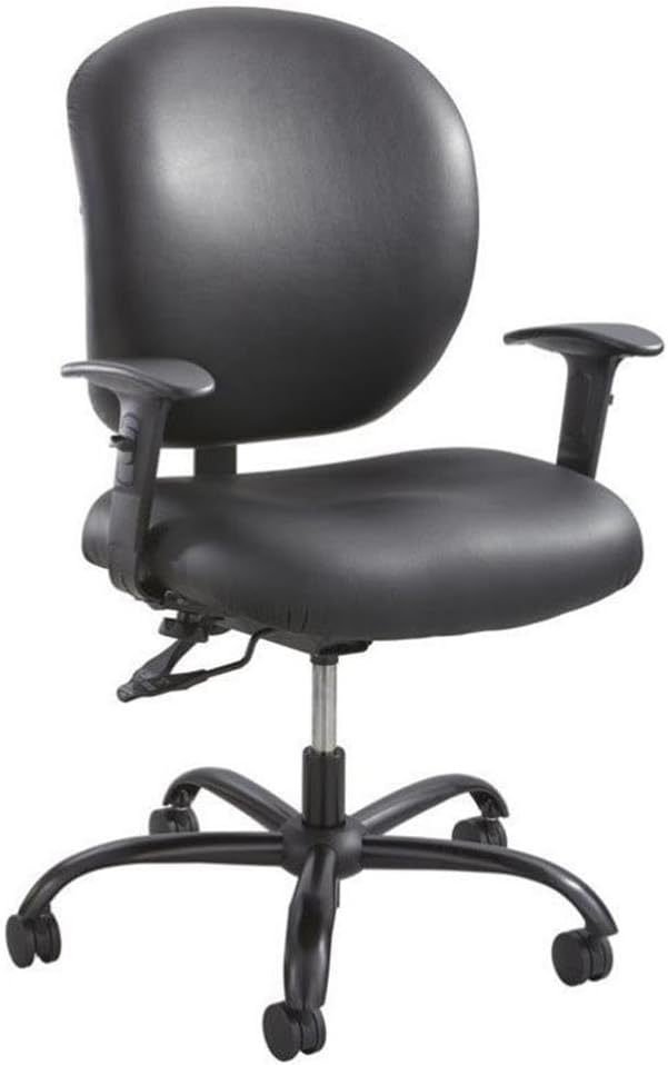 UrbanPro Task Office Chair, Black Vinyl Finish, 500 lb Capacity, Supportive Cushioning, Adjustable Back Tilt, Reinforced Mechanism, Ergonomic Design, 26 in W x 26 in D x 35.5-38 in H, Office Seating