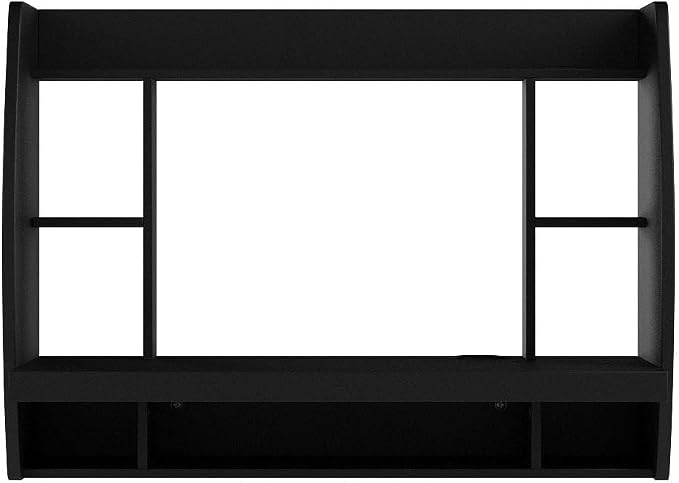 Haotian SoBuy Wall Mounted Folding Table Home Office Workstation Computer Desk with Storage Shelves Trestle Desk, Black FWT18-SCH