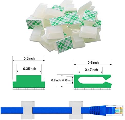 Hicarer 100 Pcs Christmas Light Clips Adhesive Hooks for Outdoor String Cable Wire Clips Adhesive Wire Management Cord Holder for The Wall, Under Desk, Car, Home and Office (Large, White)