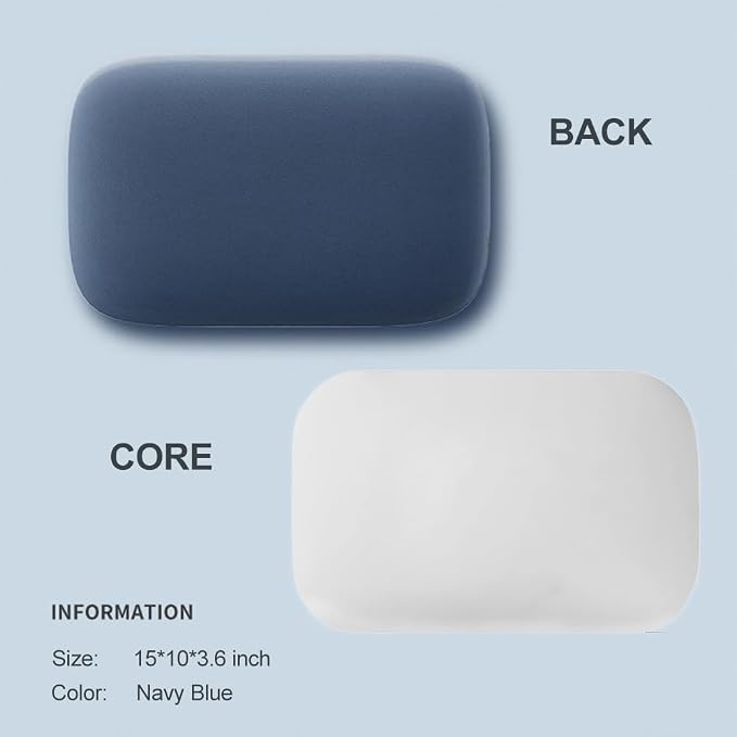 Carwales Auto Lumbar Support Pillow Cooling for Summer Slim Soft Latex Lower Car Seat Back Support Cushion for Office Nap Chair Recliner Pressure Relief Latex Memory Navy Blue