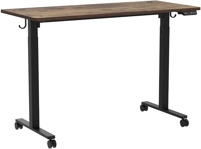 Cubiker Standing Desk, 48x24 Inches Sit Stand Home Office Desk, Electric Stand up Desk, Adjustable Desk with Splice Board, Black Frame/Rustic Brown Top