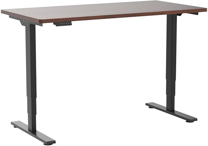 SANODESK Dual Motor Standing Desk 220lbs Height Adjustable Desk | 55"x28" Spacious One-Piece Mahogany Desktop & Black Frame, 4 Memory Presets, 3-Stage Legs, 220lbs, 2-Box for Home & Office