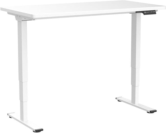 SANODESK Dual Motor Standing Desk 220lbs Height Adjustable Desk | 48"x30" Spacious One-Piece White Desktop & White Frame, 4 Memory Presets, 3-Stage Legs, 220lbs, 2-Box for Home & Office