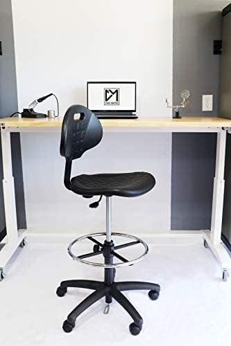 ESD Anti Static Ergonomic Polyurethane Chair Adjustable Height Heavy Duty Easy to Clean for Research, Laboratory and Cleanroom (.Standard Casters, Tall Stool)