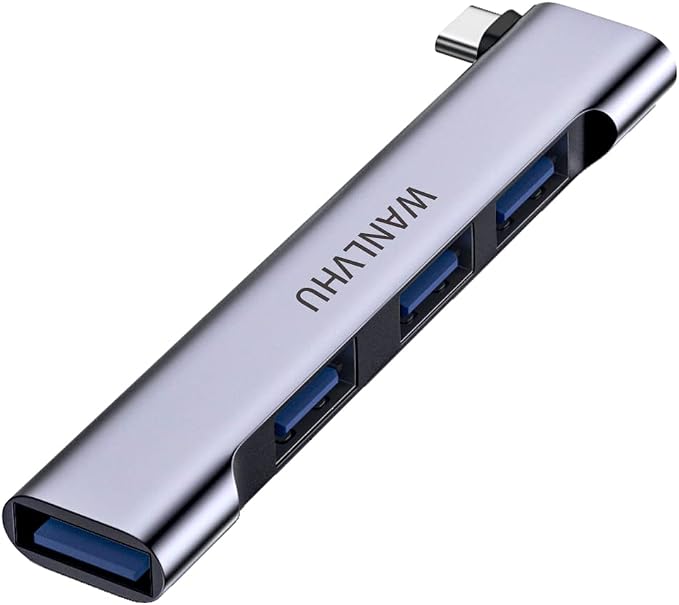 USB-C Hub for Laptop - Ultra-Slim Multiport Adapter with USB 3.0, Expander for MacBook Pro/Air, Surface Pro, Keyboard, Flash Drive (4-in-1)