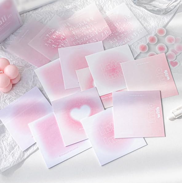 1 Box of Random Color Dreamy Gradient Colored Sticky Notes, Adhesive Mini Memo Pads, Holder for School Office Hospital,Self-Stick Aesthetic Notes,Kawaii Office Desk Supplies,Writing Pads