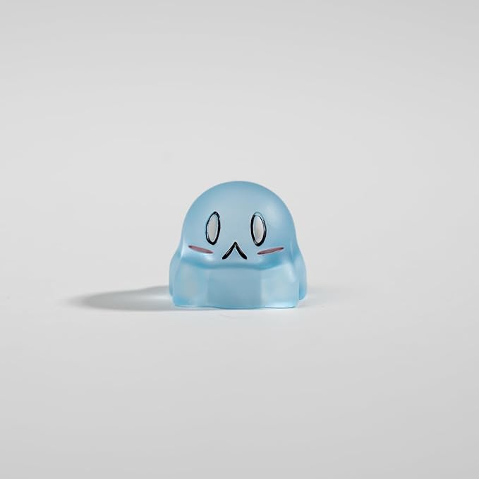 Artisan Slime Keycap, Transparent Glowing Design with Blushing Cheeks, Blue, 1U Handmade Resin, MX Switch Compatible for Mechanical Keyboards (SLM-01)