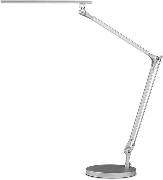 UPLIFT DESK E7 LED Desk Lamp – Adjustable 3 Color Modes, Dimmable Home Office Desk Light for Standing Desk, Dual Monitors, Aluminum Task Lamp (Silver Lamp, Silver Base)