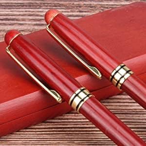 Fancy Minimalist Wooden Pens - Gentlemen's Unique Handcrafted Business Pens, Old Fashioned Rosewood Double Case Set Gift for Journal Writing