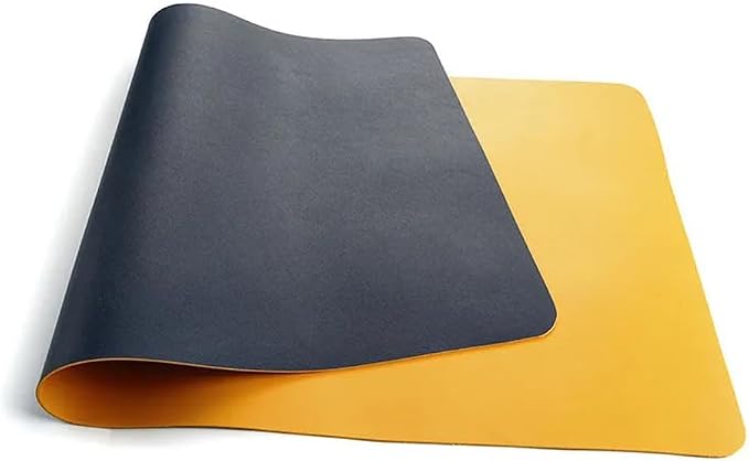 Leather Desk Pad Dual-Sided Office Desk Mat Waterproof,Large Table Cover Protector Smooth Mouse Pad Writing Gaming Mat for Laptop Keyboard (Navy Yellow,31.5x15.7in/80x40cm)