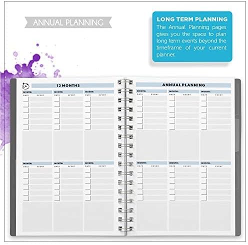 Panda Planner 2026 Undated Daily Planner 5.75" x 8.25" – 90-Day Spiral Academic & Productivity Planner with Hourly Schedule, Habit Tracker, To-Do List & Monthly Calendar – ADHD-Friendly Panda Journal (Gray)