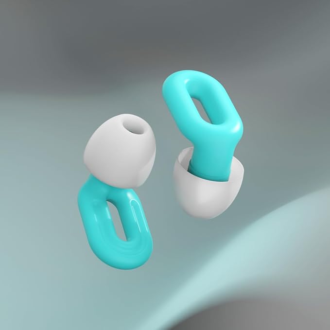 Focus Noise-reducing Earplugs - Reusable Silicone Earplugs for Deep Focus, Work, Study, Comfy Sleep, Misophonia, Travel, Hearing Protection - Adjustable in XS/S/M/L, SNR 23, NRR 17, Cyan