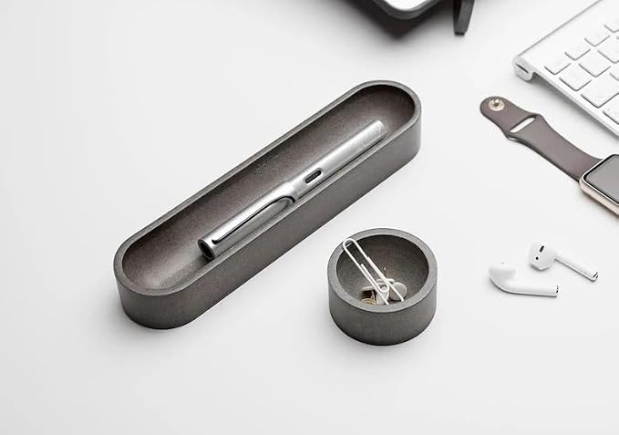 Desktop Organizer Set, Modern Black Plastic Storage Trays, Minimalist Office Pen Holder and Small Item Organizer for Desk, Countertop