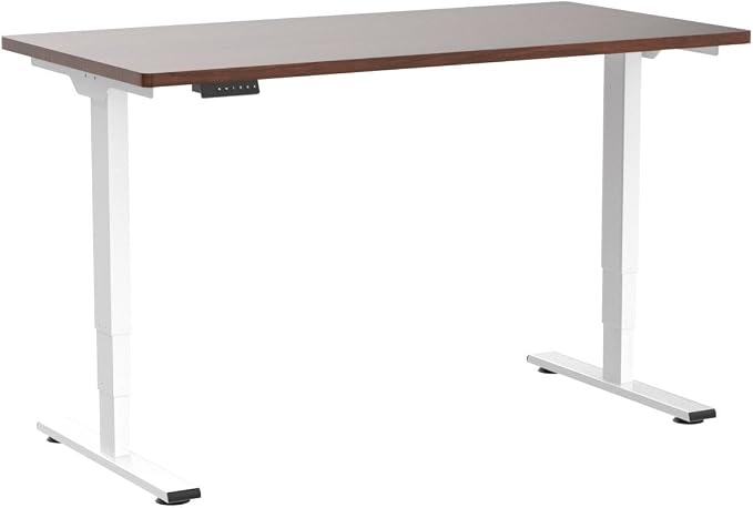 SANODESK Dual Motor Standing Desk 220lbs Height Adjustable Desk | 55"x28" Spacious One-Piece Mahogany Desktop & White Frame, 4 Memory Presets, 3-Stage Legs, 220lbs, 2-Box for Home & Office
