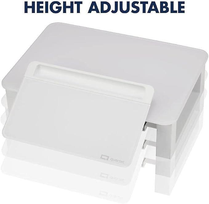 Quartet Desktop Glass Monitor Riser for Computer with Dry-Erase Board, Adjustable Height (Q090GMRW01)