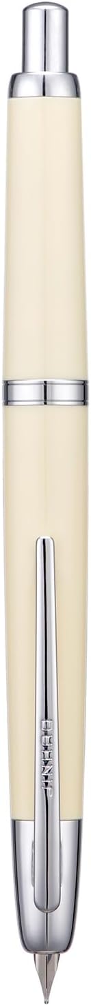 Jinhao 20 Press Fountain Pen, Ivory White Retractable Medium Nib with Ink Converter Set (Silver Clip)