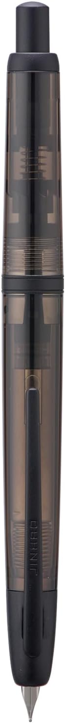 Jinhao 20 Press Fountain Pen, Transparent Black Retractable Medium Nib with Ink Converter Set (Black Clip)