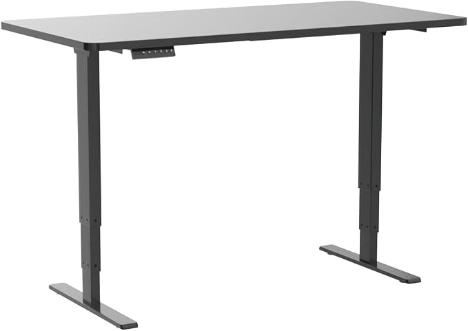 SANODESK Dual Motor Standing Desk 220lbs Height Adjustable Desk | 55"x28" Spacious One-Piece Black Desktop & Black Frame, 4 Memory Presets, 3-Stage Legs, 220lbs, 2-Box for Home & Office
