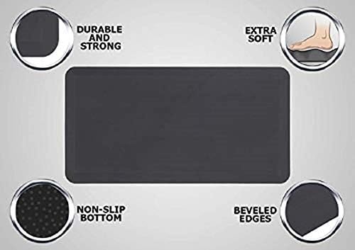 Mabel Home Anti Fatigue Floor Mat- 3 Size(20x32 & 20x39 & 24x70),16 Colors - Standing Desk Mat-Kitchen Floor Mat-Stain ResistantHome Non-Slip Bottom, Extra Soft (Black, 20" x 32")