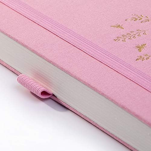 Primrosia A5 Dot Grid Watercolor Journal Notebook – 160 pages I 160gsm Premium Heavy Paper, No Bleed – Luxe Linen Hard Cover (Pink Butterfly)