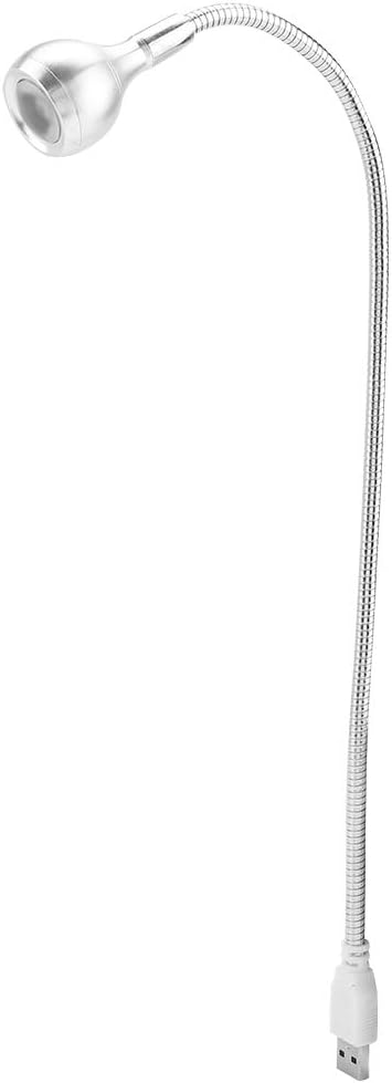 USB LED Desk Lamp Flexible Neck Portable Light for Home Office Study Silver Warm White 1W (Warm Light)