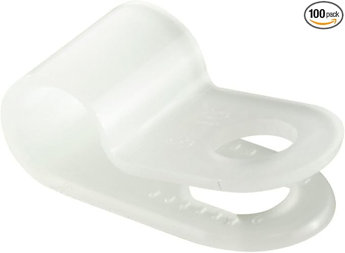 GTSE White Nylon Plastic Cable Clamps, 3/16" Screw Mounts for Cable, Rope, Tube Management, 100 Pack