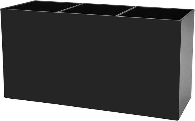 Cerpourt Black Makeup Brush Organizer,Acrylic Cosmetic Brushes Storage Holder with 3 Slots,Pencil Pen Holder for Desk,Desk Organizer and Accessories for Vanity