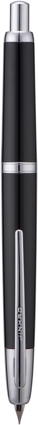 Jinhao 20 Press Fountain Pen, Piano Black Retractable Extra Fine Nib with Ink Converter Set (Silver Clip)