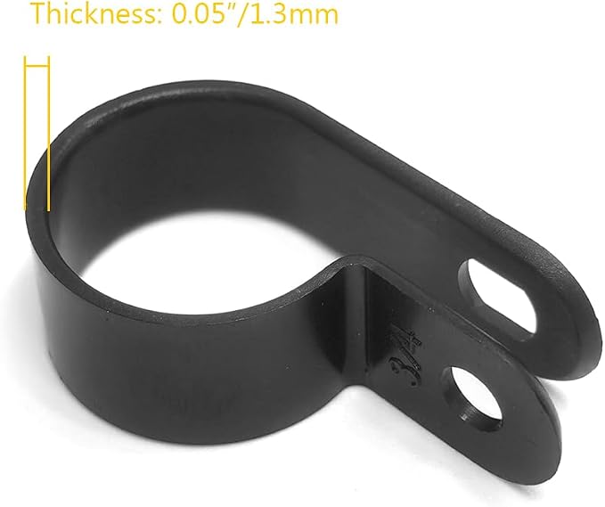 Cable Clamp R-Type Cable Clip Wire Clamp 3/4" Nylon Screw Mounting Cord Fastener Clips with Screws for Wire Management - Black - 50 Pcs