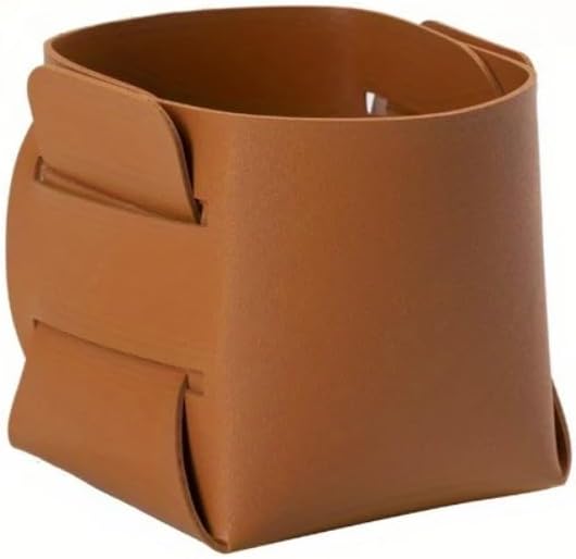Multi-purpose Nordic Leather Desktop Storage Box - Makeup Brush Holder, Pen Organizer for Table, Innovative Design Desk Organizer for Home & Office (Dark brown)