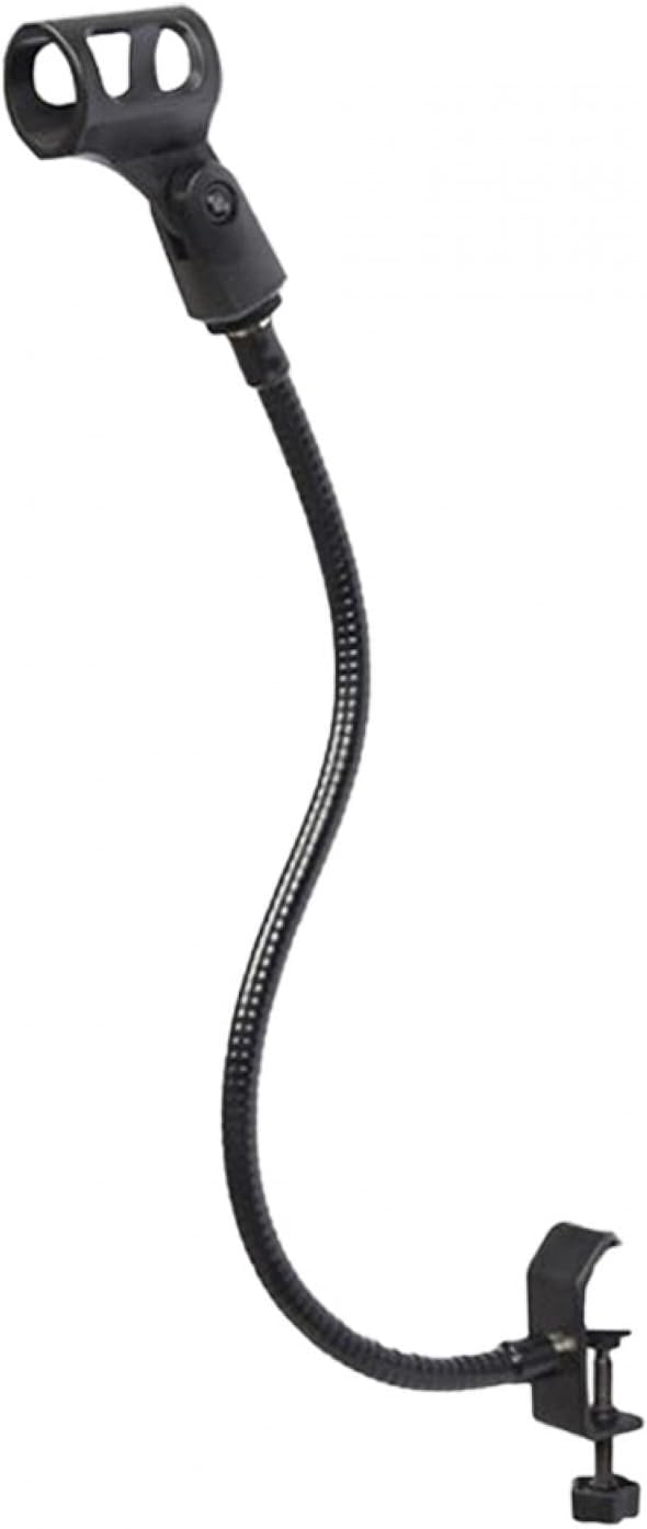 UXELY Microphone Arm Stand, Podium Mic Stand, Adjustable Gooseneck Arm Mic Stand with Desk Table Mounting Clamp for Podcast, Meetings, Lectures(Black)