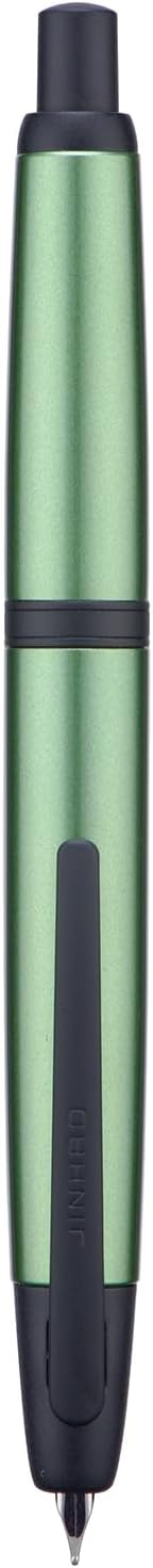 Jinhao 10 Press Fountain Pen with Box, Sea Pine Green Retractable Fine Nib with Ink Converter Set (Black Clip)