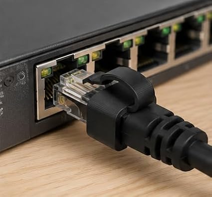 SplashNColor RJ45 Ethernet Plug Clip Compatible with CAT5 CAT5e CAT6 Connectors - Snap-On Latch Repair | Restore Broken Cable Lock Tab | 10 PCS Network Cord End Retainer Caps
