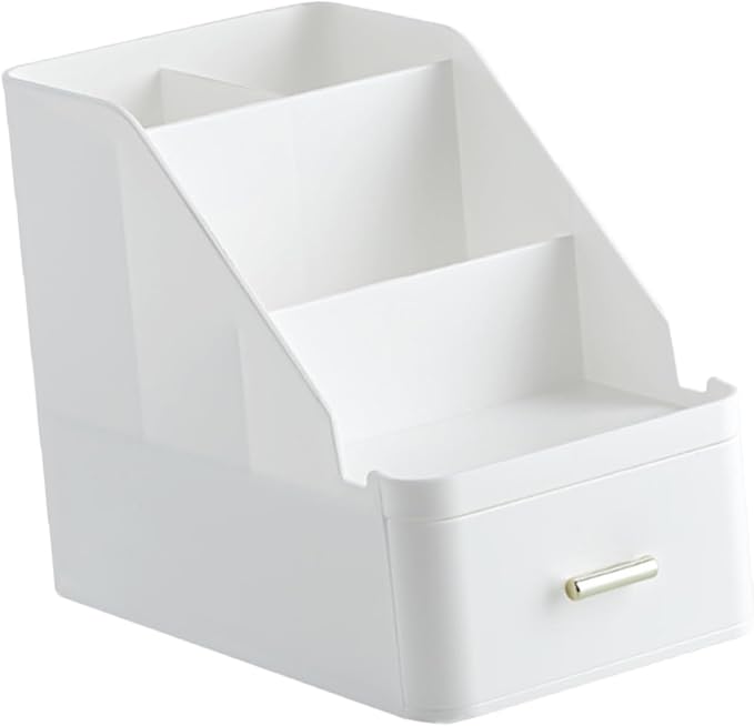 Luxshiny Large Capacity Desk Storage Box with Drawer Multi Functional Desktop Organizer Pen Holder for Home and Office Versatile Compartments for Supplies Modern Design