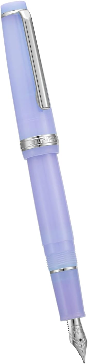 Jinhao 82 Acrylic Fountain Pen, Iridium Extra Fine Nib with Ink Converter, Transparent Purple Classic Design Smooth Writing Pen (Silver Trim)