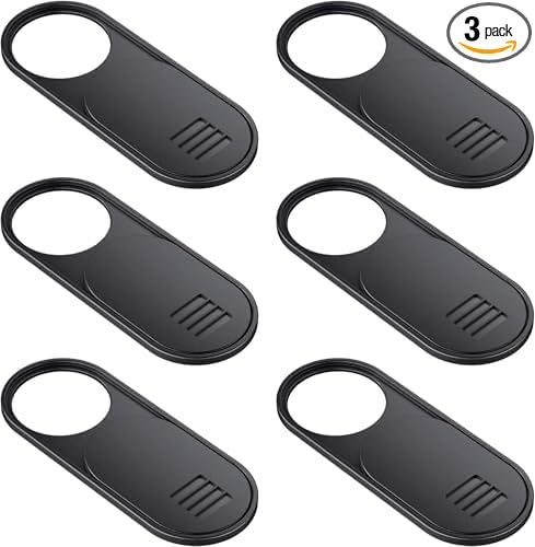 Yilador Laptop Camera Cover Slide Cute, Ultra Thin Webcam Cover for iPhone iPad MacBook Pro Computer iMac Cell Phone PC Accessories, Camera Blocker Slider, Great for Privacy (6*Big Black)