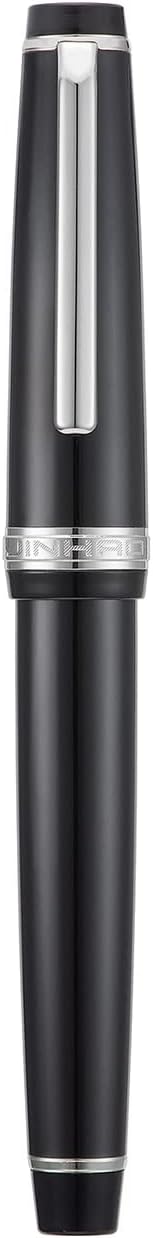 Jinhao 82 Black Acrylic Fountain Pen, Iridium Extra Fine Nib Classic Design Smooth Writing Pen with Ink Converter (Silver Trim)