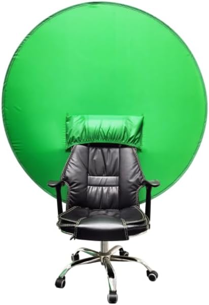 Green Screen Round Chair Backdrop Patented, 142cm Round Portable Foldable Webcam Backdrop for Video Chats Video Conference Game Single Layer L Size