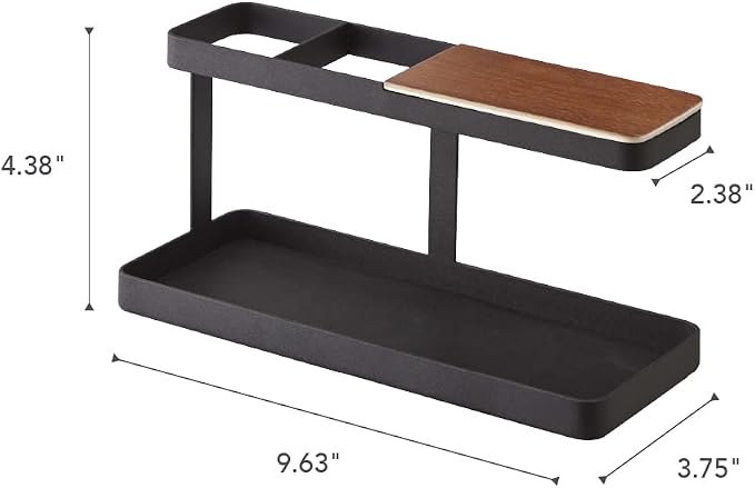 YAMAZAKI Home Tower Desk Bar - Wood & Steel Organizer - Steel