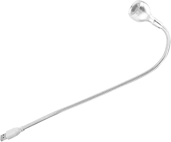 USB LED Desk Lamp Flexible Neck Portable Light for Home Office Study Silver Warm White 1W (Warm Light)