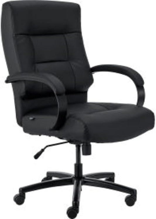 Global Industrial Big & Tall Task Chair with High Back, Leather, Black