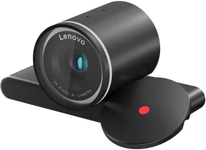 Lenovo QHD Webcam, AI Noise Cancellation and Enhanced Image Quality, 2K Resolution, 2X Digital Zoom, Physical Privacy Shutter, Directional Microphone, Teams Certified, Black
