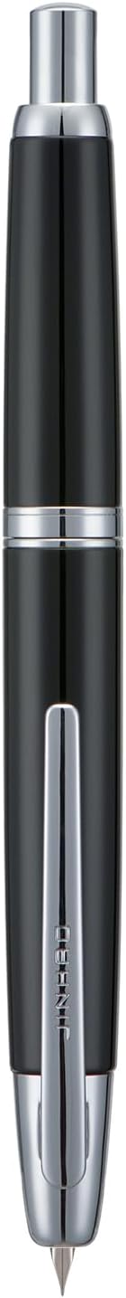 Jinhao 10 Press Fountain Pen with Box, Piano Black Retractable Extra Fine Nib with Ink Converter Set (Silver Clip)