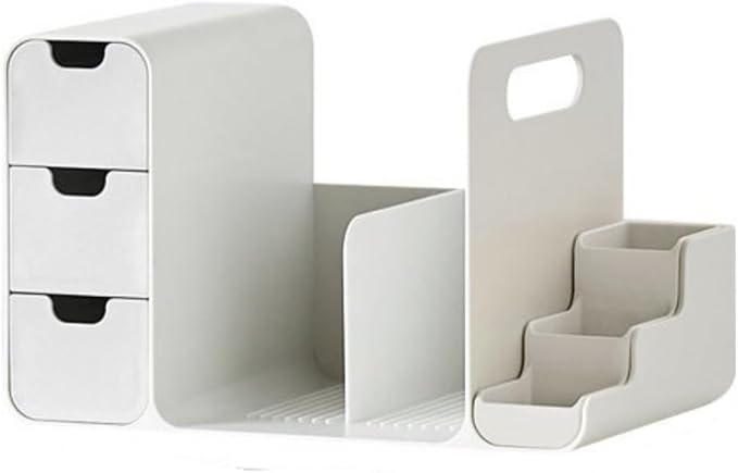 Desk Organizer with Drawers – White, 3-Drawer Storage Box for Office, Home, or School Desk – Compact, Lightweight, and Safe Design – 13.3" x 8.3" x 8.3"
