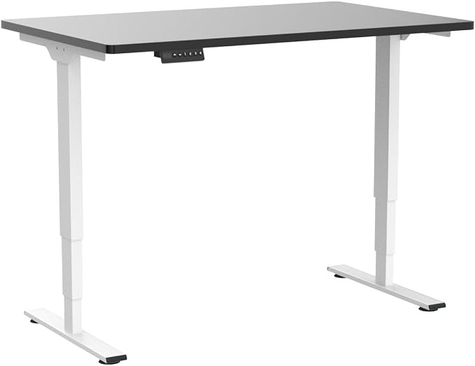SANODESK Dual Motor Standing Desk 220lbs Height Adjustable Desk | 48"x30" Spacious One-Piece Black Desktop & White Frame, 4 Memory Presets, 3-Stage Legs, 220lbs, 2-Box for Home & Office