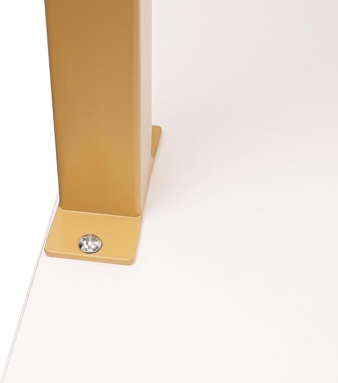 3-Shelf Industrial Wall Mount Ladder Desk, Small Computer or Writing Desk Gold and White for Homes Office School Small Spaces (30"x20"x73")