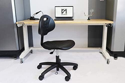 ESD Anti Static Ergonomic Polyurethane Chair Adjustable Height Heavy Duty Easy to Clean for Research, Laboratory and Cleanroom (Self Braking Casters, Medium Chair)