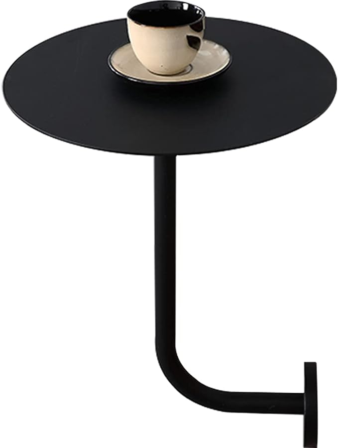 Round Pub Table Black Bar Wall Mounted Cocktail Table Bistro Mid-Century Modern Dining Table Small Wall Desk with Metal Leg for Cafe Office Home Kitchen Black