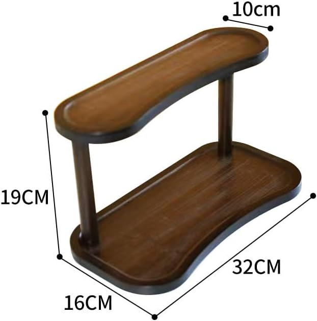 Bamboo Desktop Organizer Shelf – 2-Tier Wooden Storage Rack (12.5” x 6.5” x 7.5”) for Perfume, Makeup, Coffee Mugs – Natural Bamboo Display Stand for Vanity, Bathroom, Office