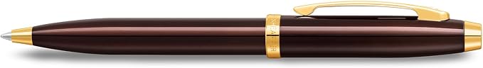 Sheaffer Gift 100 9370 Ballpoint Pen Glossy Coffee Brown with PVD Gold Tone Trim | Coffee Brown Ball Pen | Premium Pen Gift Set